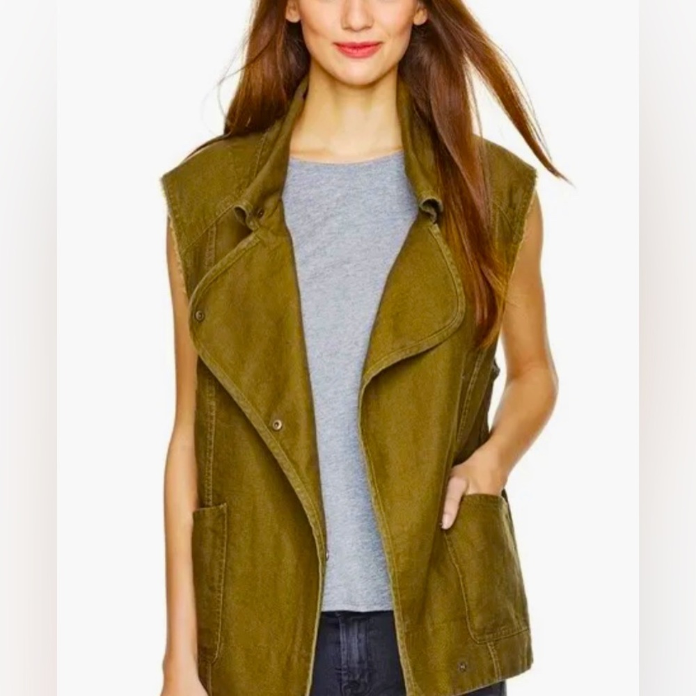 Wilfred Free Aritzia Womens Linn Linen Cotton Blend Utility Cargo Vest XS
